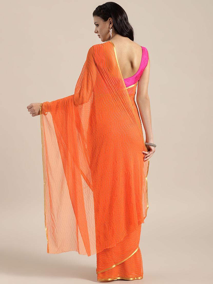 leheriya bordered saree with blouse - 16561530 - Zoom Image - 2