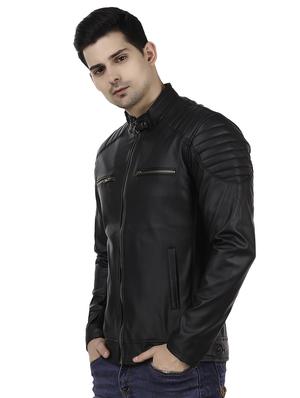 black back print faux leather biker jacket - 16561937 - Standard Image - 2