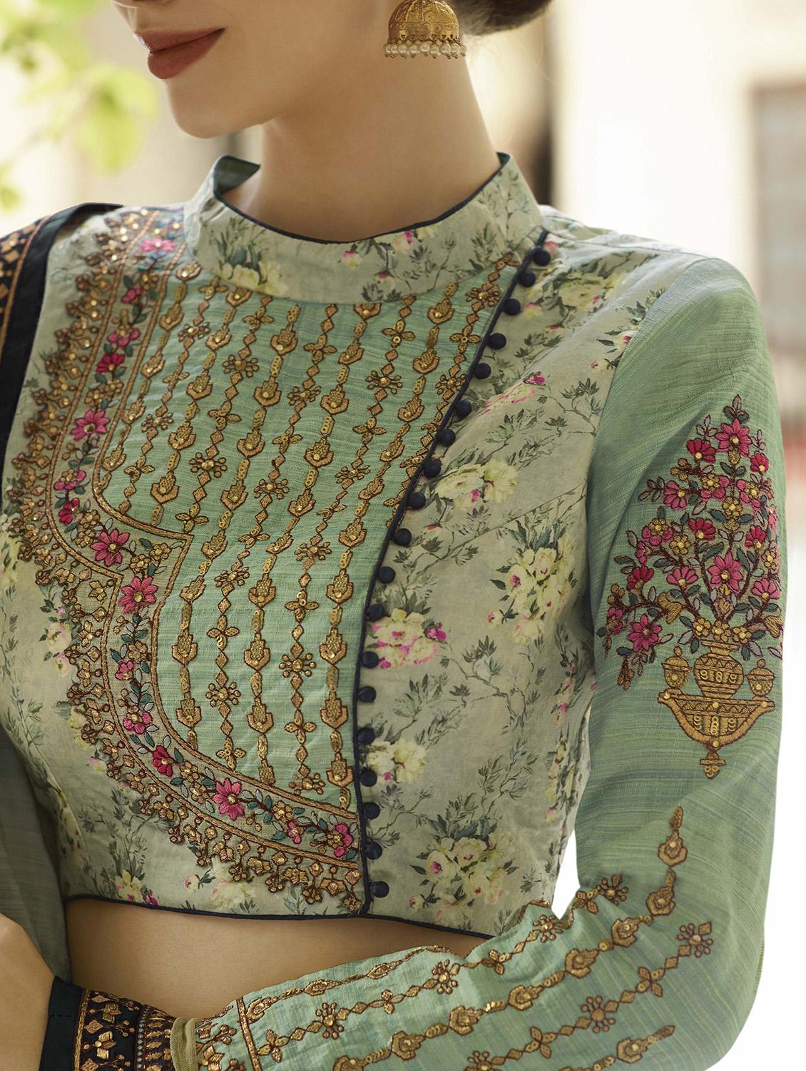 embroidered flared lehenga - 16561939 - Zoom Image - 2