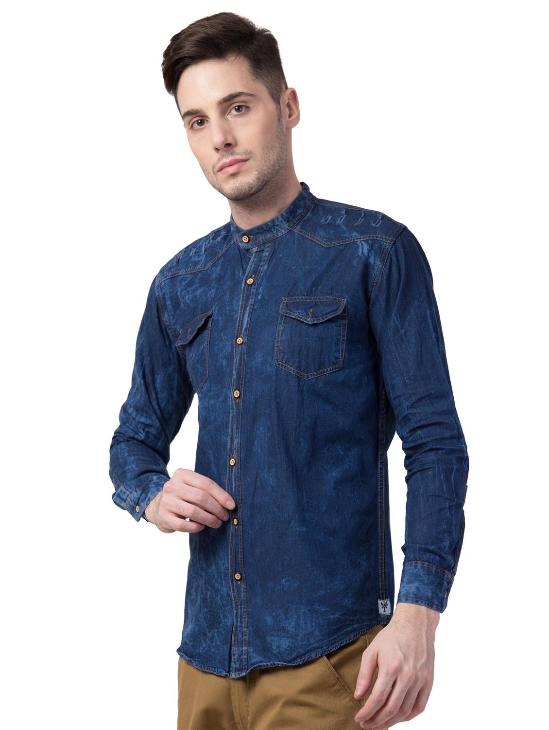 blue faded denim casual shirt - 16562048 - Zoom Image - 2