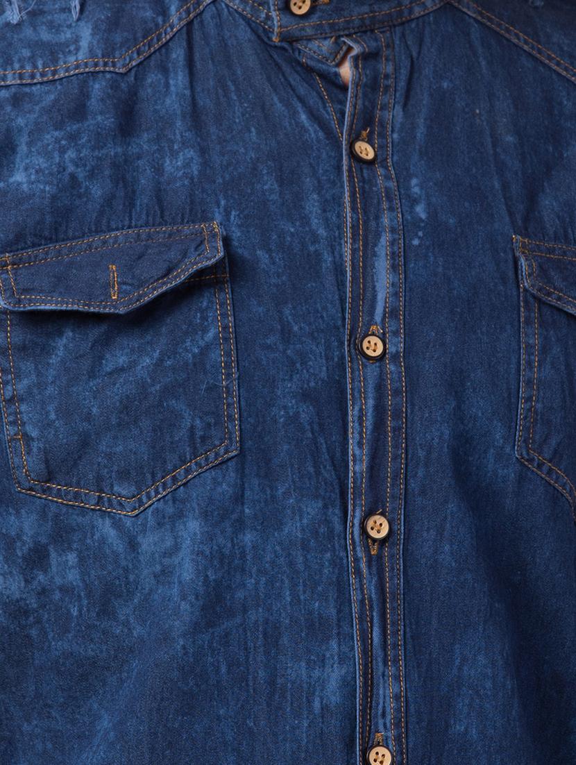 blue faded denim casual shirt - 16562048 - Zoom Image - 5
