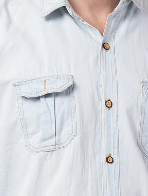 light blue solid denim casual shirt - 16562049 - Standard Image - 5