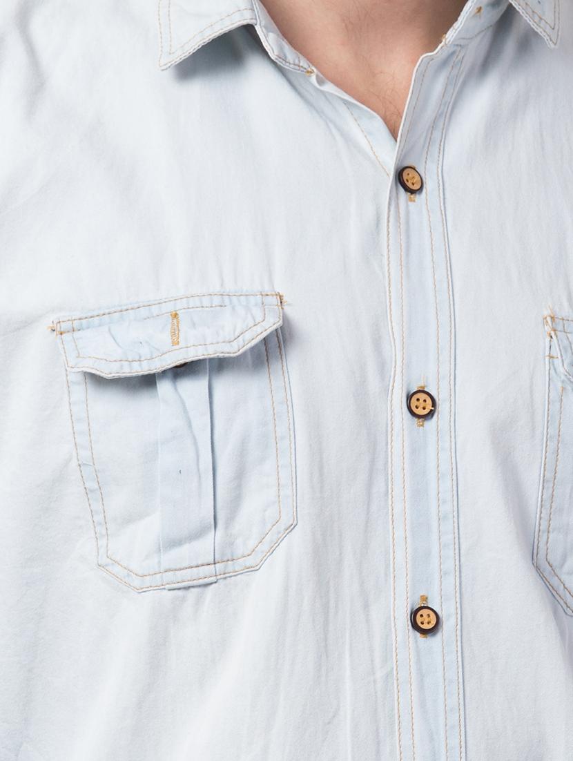 light blue solid denim casual shirt - 16562049 - Zoom Image - 5