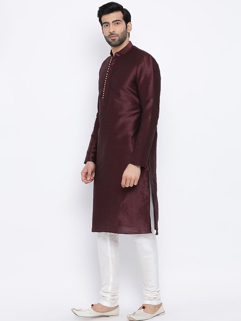 brown dupion kurta pyjama set - 16562109 - Zoom Image - 2