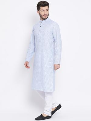 blue printed kurta pyjama set - 16562176 - Standard Image - 2