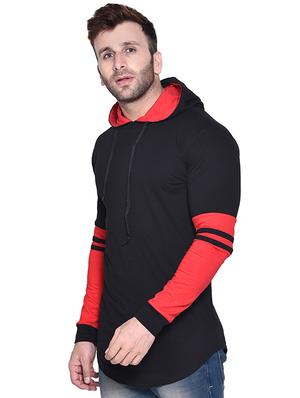 black color block hooded t-shirt - 16562362 - Standard Image - 2