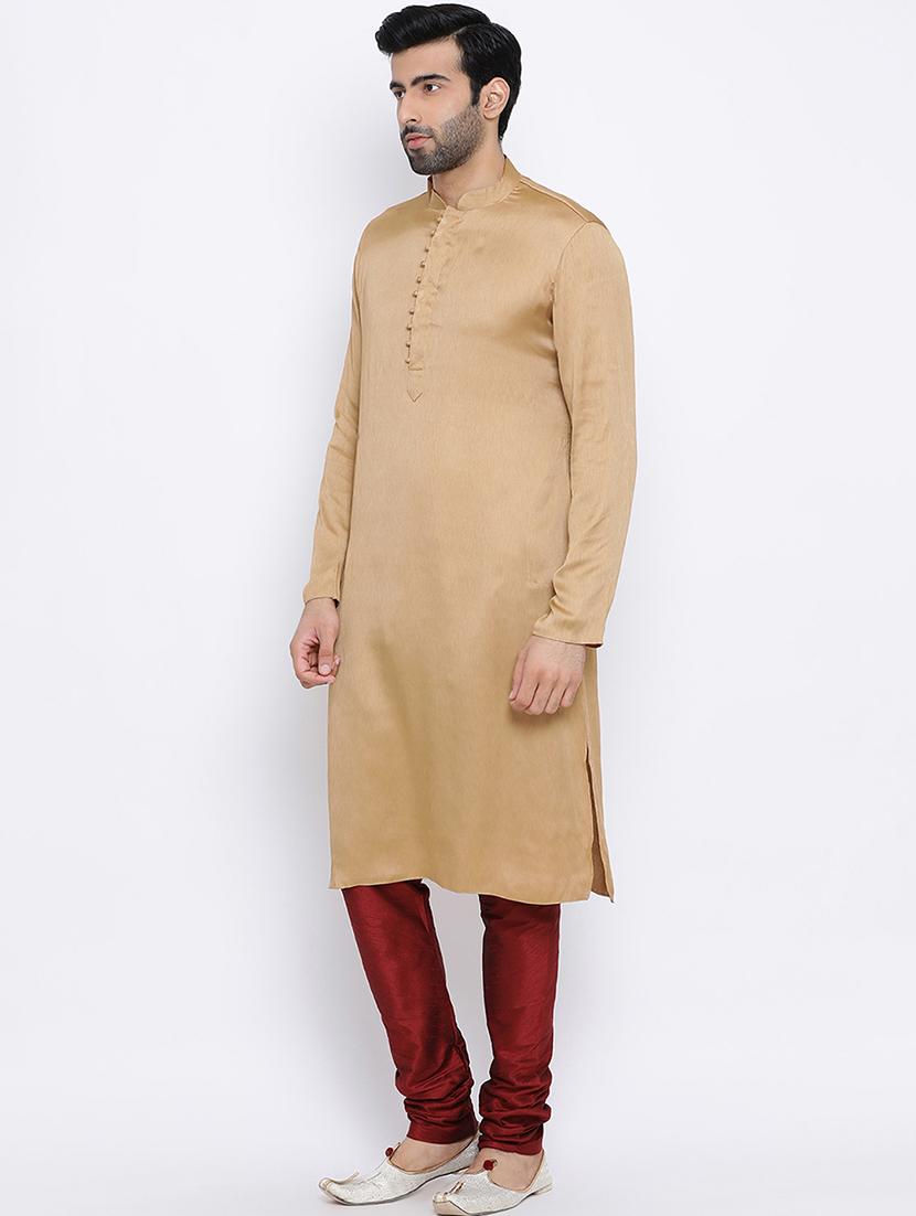 beige dupion long kurta - 16562514 - Zoom Image - 2