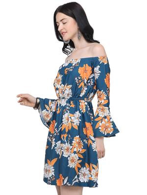 off shoulder bell sleeved a-line dress - 16563123 - Standard Image - 2