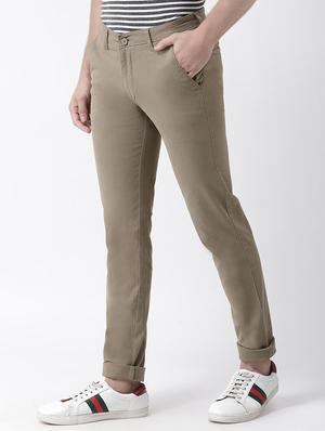 brown solid chinos - 16563196 - Standard Image - 2