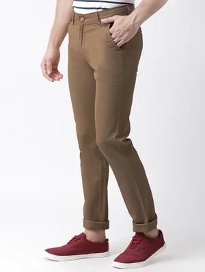 brown solid chinos - 16563198 - Standard Image - 2