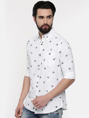 white printed casual shirt - 16563706 - Standard Image - 2