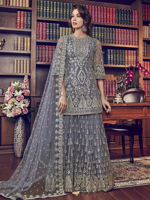 embroidered suits semi-stitched suit - 16563721 - Very Small Image - 1