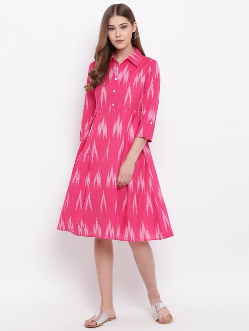 shirt collar ikat fit & flare dress - 16564219 - Standard Image - 1