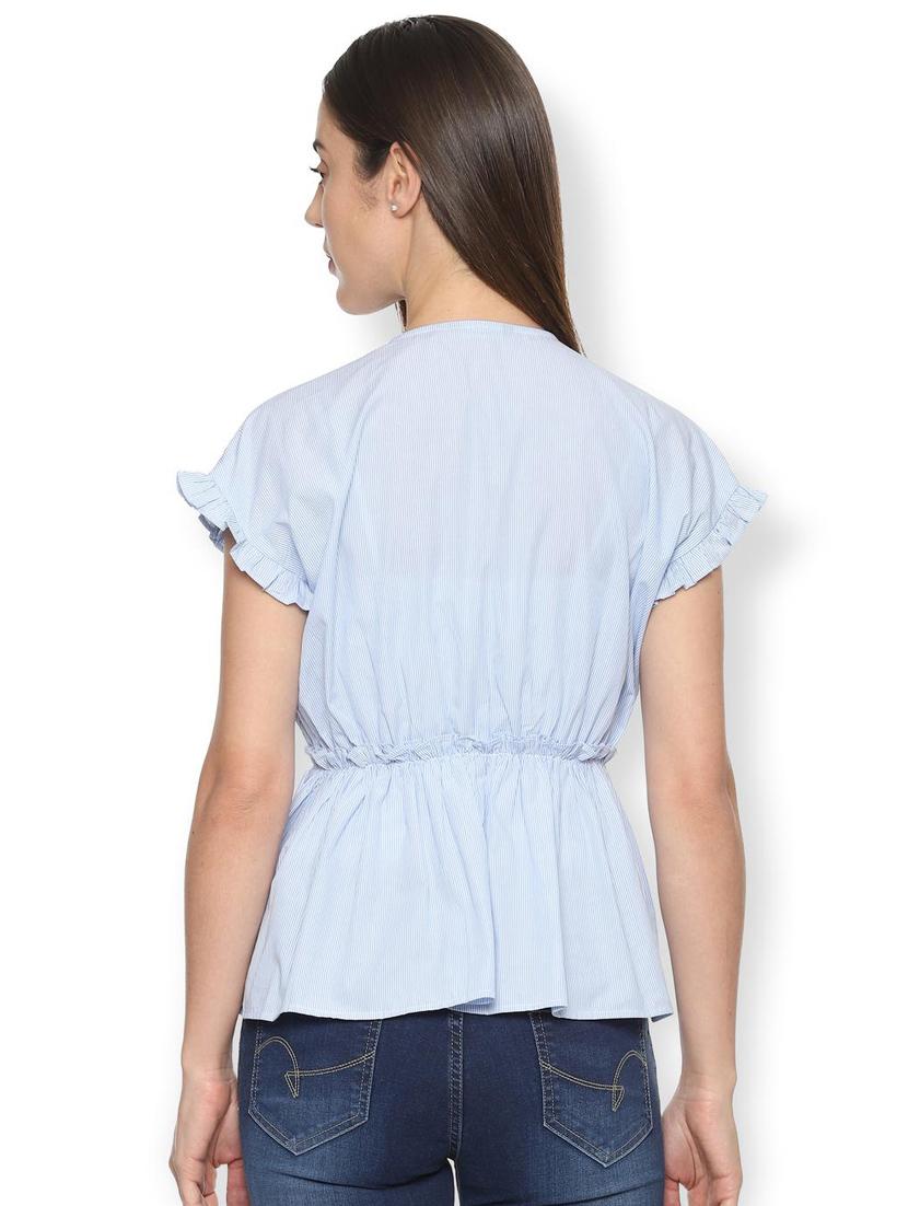 ruffle detail striped top - 16564958 - Zoom Image - 2