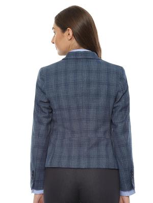 lapel neck checekred blazer - 16565046 - Standard Image - 2