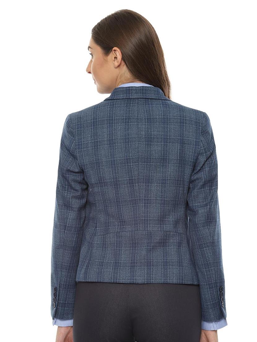 lapel neck checekred blazer - 16565046 - Zoom Image - 2