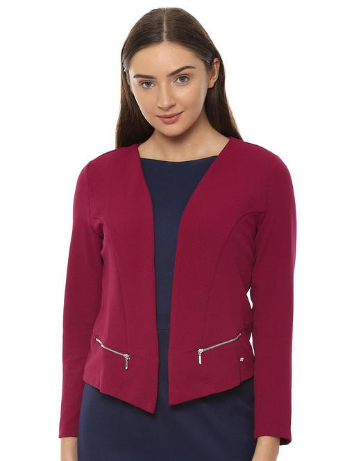 zipper detail long sleeved blazer - 16565047 - Standard Image - 1