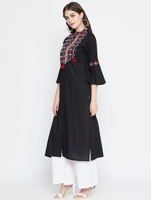 embroidered straight kurta - 16565623 - Standard Image - 2