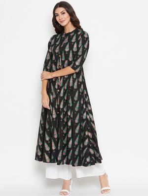 printed flared kurta - 16565634 - Standard Image - 2