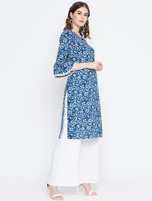 indigo straight kurta - 16565652 - Standard Image - 2