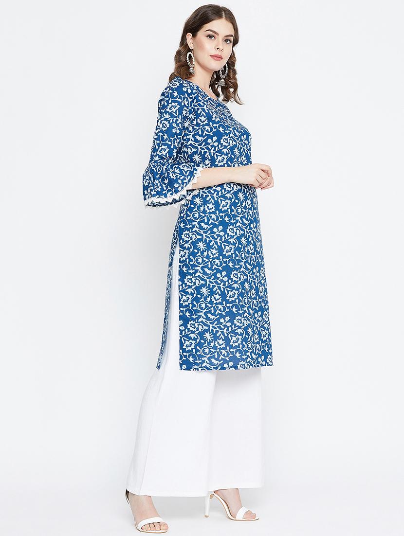 indigo straight kurta - 16565652 - Zoom Image - 2