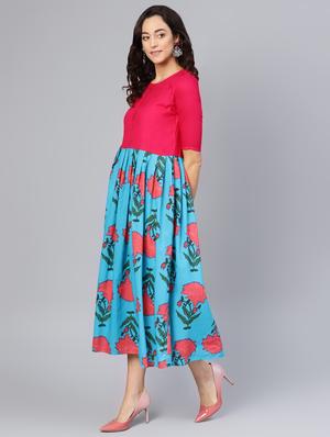 round neck gathered a-line dress - 16565694 - Standard Image - 2