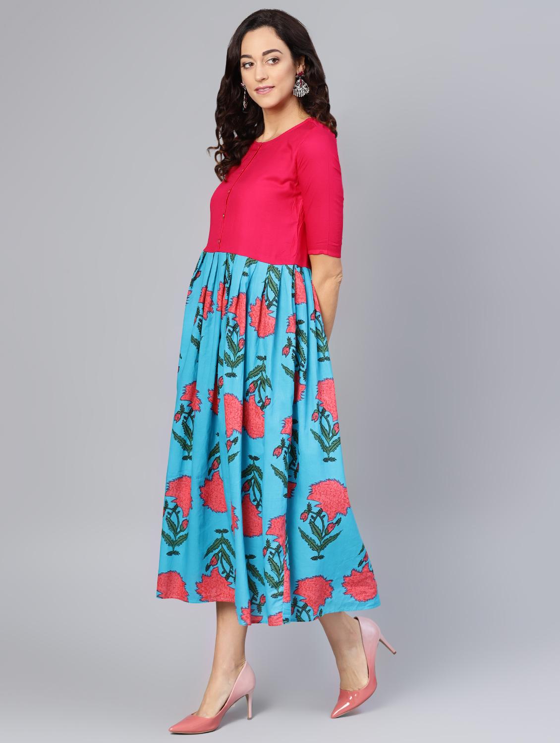 round neck gathered a-line dress - 16565694 - Zoom Image - 2
