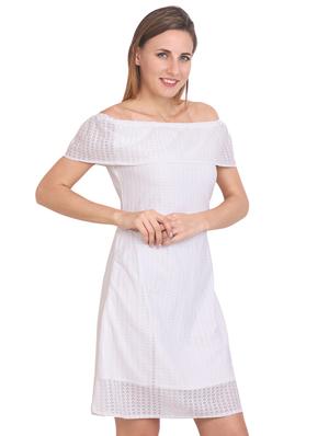 off shoulder laced a-line dress - 16566104 - Standard Image - 2