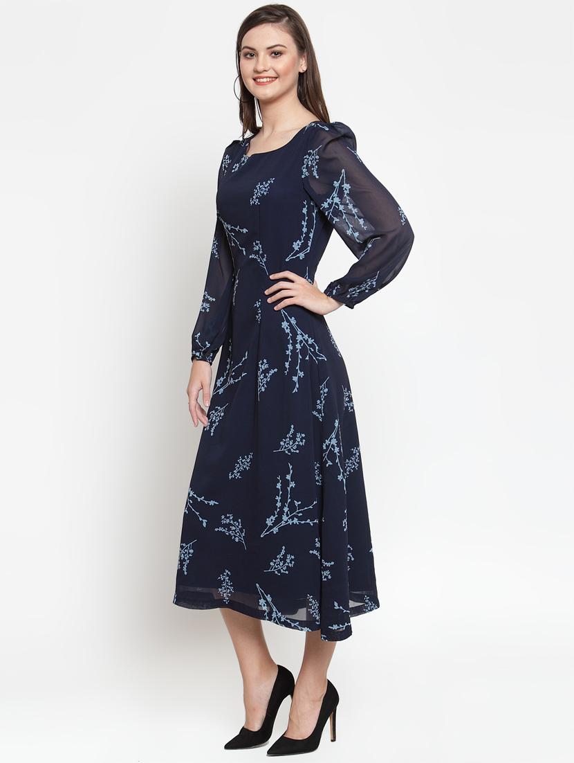 puff sleeved floral a-line dress - 16566357 - Zoom Image - 2