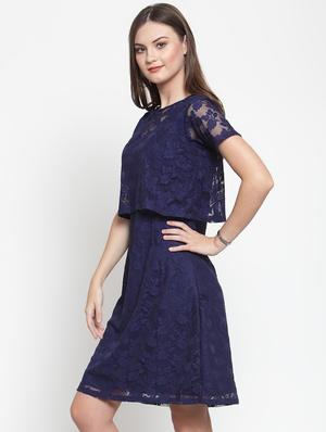 floral lace layered a-line dress - 16566359 - Standard Image - 2