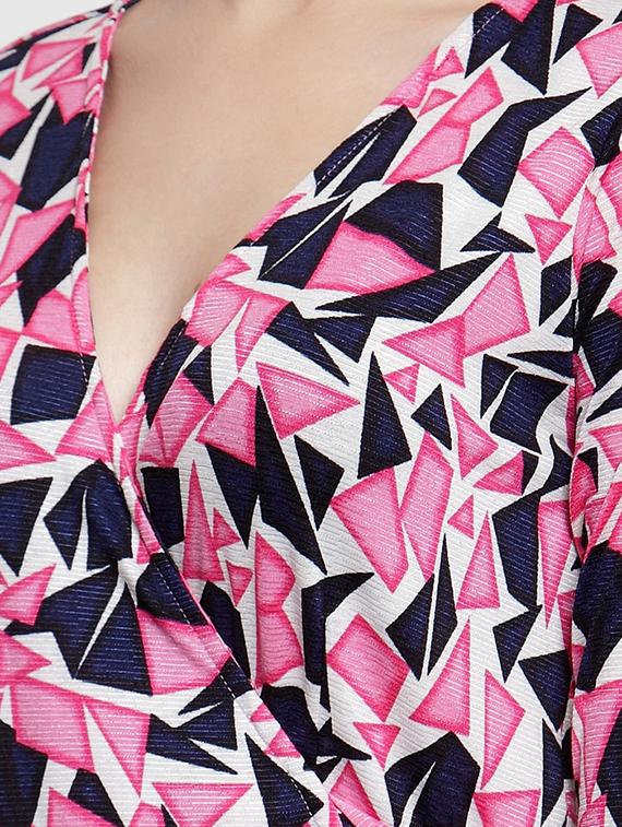 tie knot geometric print wrap dress - 16566360 - Zoom Image - 5