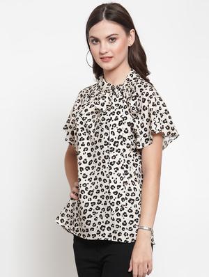 tie knot animal print top - 16566376 - Standard Image - 2