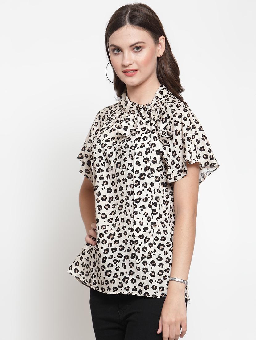 tie knot animal print top - 16566376 - Zoom Image - 2