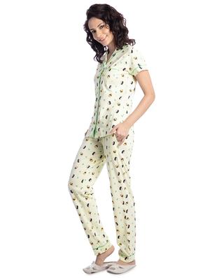 lapel neck quirky nightwear set - 16566396 - Standard Image - 2