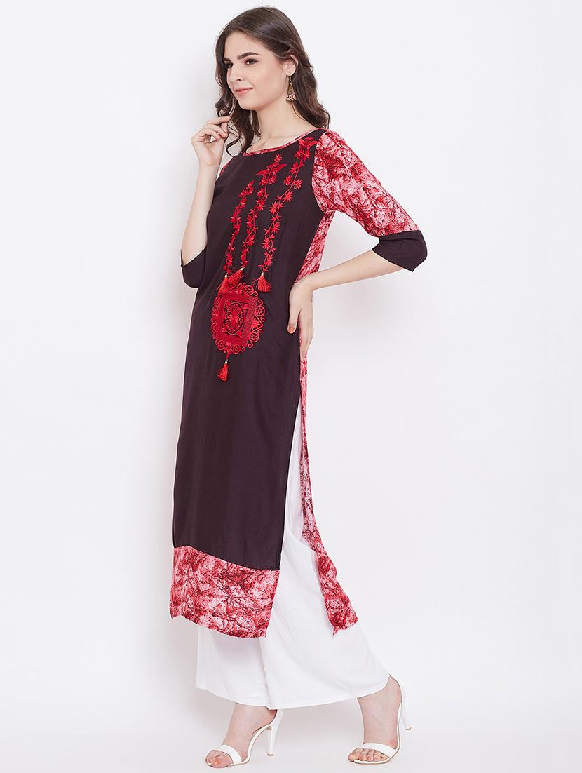 embroidered straight kurta - 16566623 - Zoom Image - 2