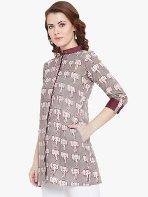 printed a-line kurti - 16566935 - Standard Image - 2
