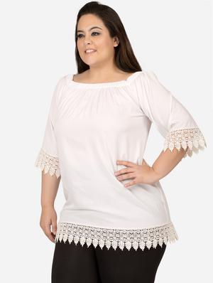 off shoulder lace detail plus top - 16567051 - Standard Image - 2