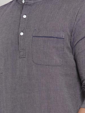grey solid short kurta - 16567181 - Standard Image - 5