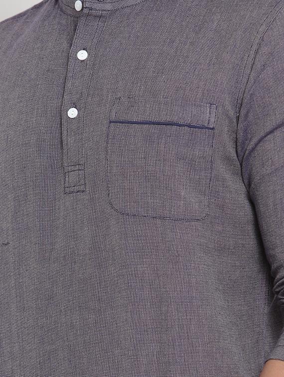 grey solid short kurta - 16567181 - Zoom Image - 5