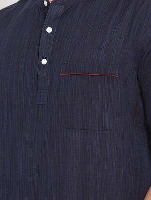 navy blue solid short kurta - 16567182 - Standard Image - 5