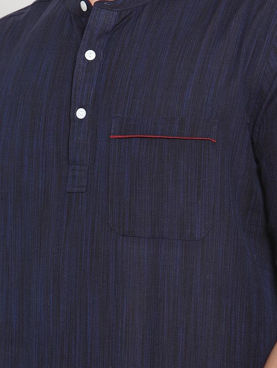 navy blue solid short kurta - 16567182 - Zoom Image - 5