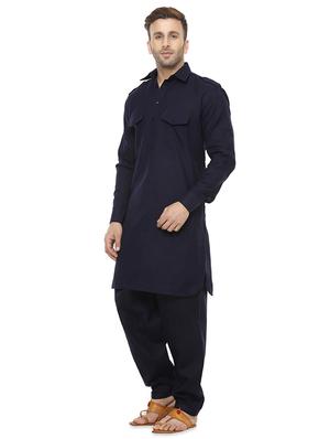 navy blue solid pathani set - 16567369 - Standard Image - 2