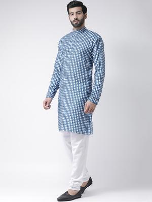 blue printed kurta pyjama set - 16567408 - Standard Image - 2