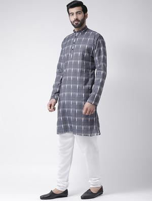 grey printed kurta pyjama set - 16567409 - Standard Image - 2