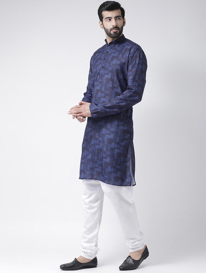 navy blue printed kurta pyjama set - 16567412 - Zoom Image - 2