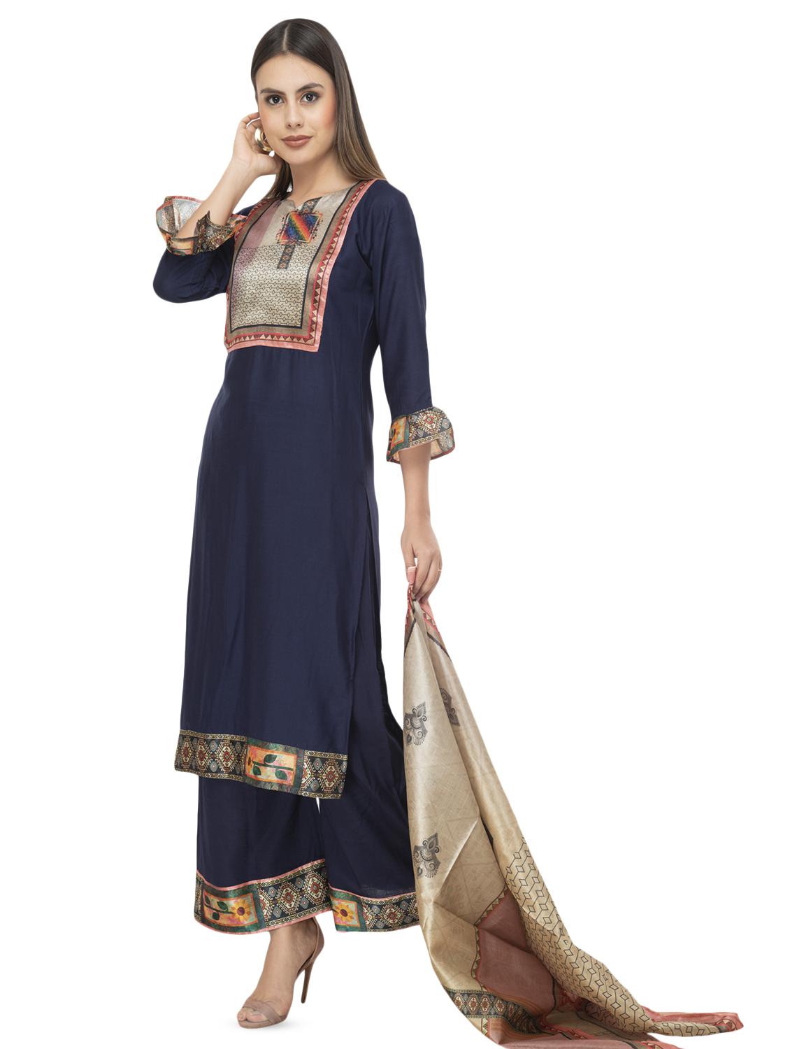solid kurta dupatta set - 16567627 - Zoom Image - 2