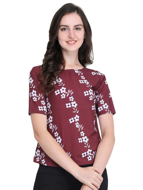boat neck floral print top - 16567644 - Standard Image - 1