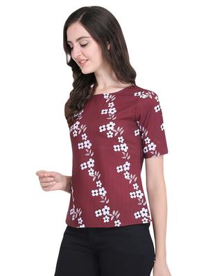 boat neck floral print top - 16567644 - Standard Image - 2