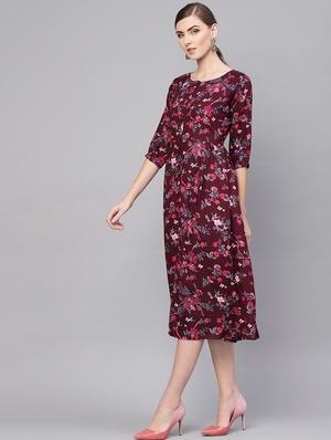 scoop neck gathered a-line dress - 16567699 - Standard Image - 2