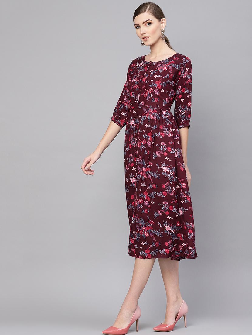 scoop neck gathered a-line dress - 16567699 - Zoom Image - 2